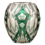 A green overlay Val-Saint-Lambert crystal cut vase, a rare edition especially created for the