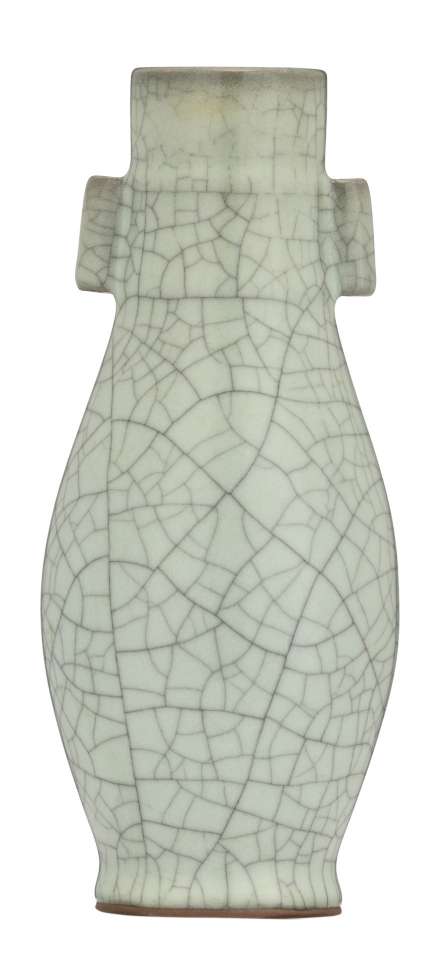 An Oriental celadon crackle-glazed pear-shaped vase, marked, H 22 cm