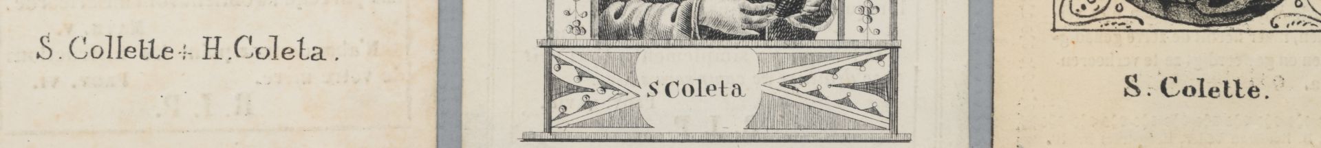 Nine 17th - 19thC hand-coloured devotional engravings all regarding the devotion to Saint Coleta, - Bild 11 aus 14