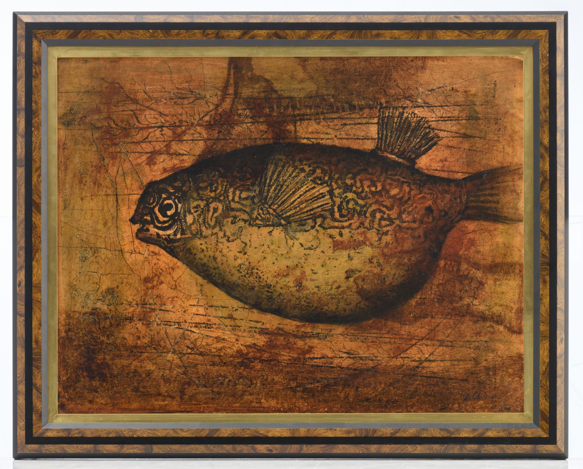 Landuyt O., a swimming fish, oil on board, 50 x 65 cm Is possibly subject of the SABAM legislation / - Bild 2 aus 4