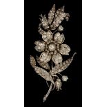 A fine 19thC silver flower twig shaped 'en tremblant' brooch in the manner of the typical Flemish