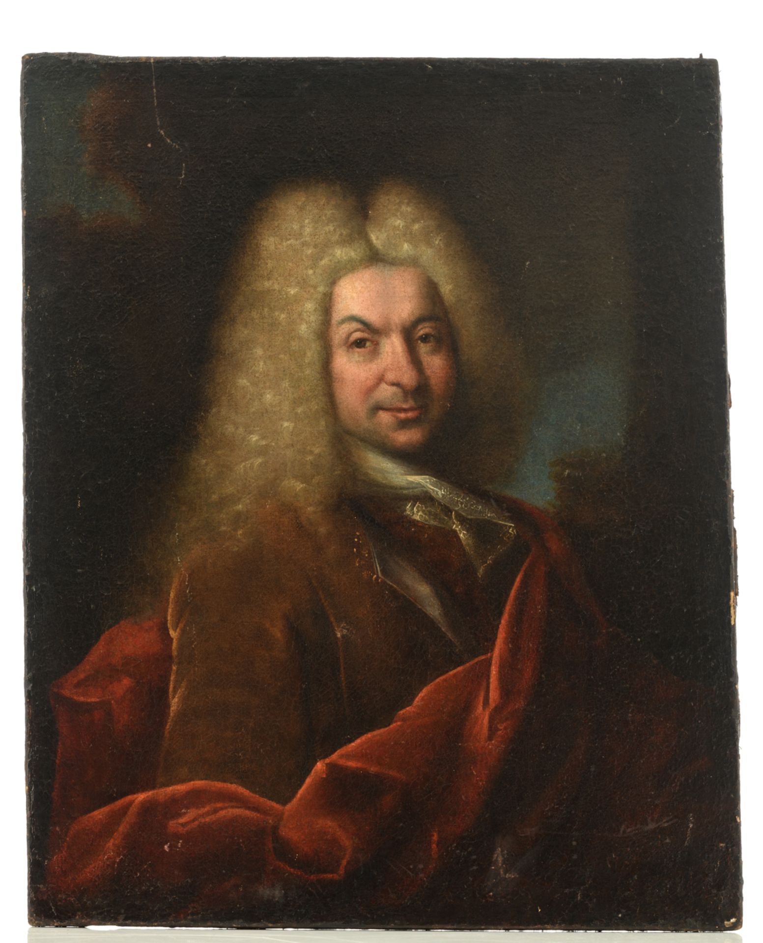 No visible signature, the portrait of a French courtier, later 17thC - early 18thC, oil on canvas, - Bild 2 aus 3