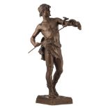 Marioton E., 'Fascinator', brown patinated bronze, H 84cm