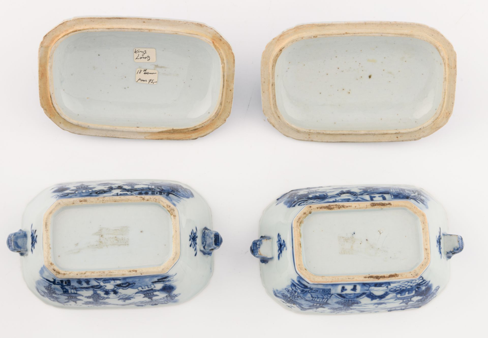 A Chinese Nanking export porcelain tureen, decorated with a pavilion in a mountainous river - Image 13 of 22