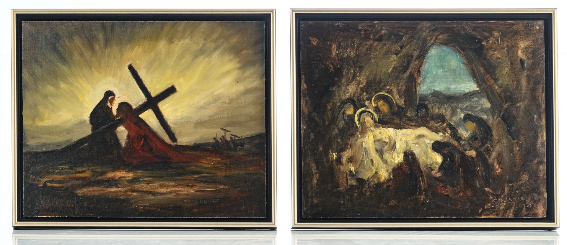 Jamar A., a fourteen-part Way of the Cross, oil on canvas on panel, dated 1938 / -39 / - 41, 36,5 - Bild 12 aus 26