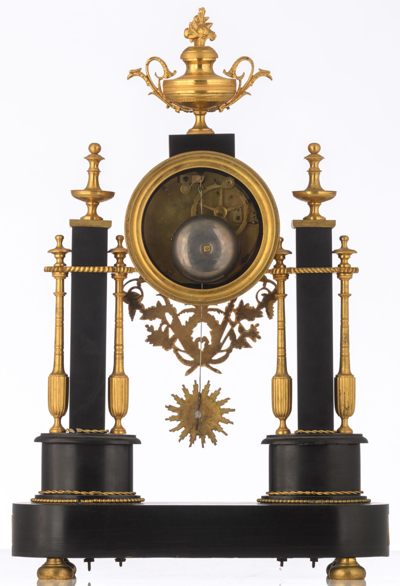 A neoclassical LXVI-period mantle clock, noir Belge marble and gilt brass mounts, (added: a - Image 3 of 7