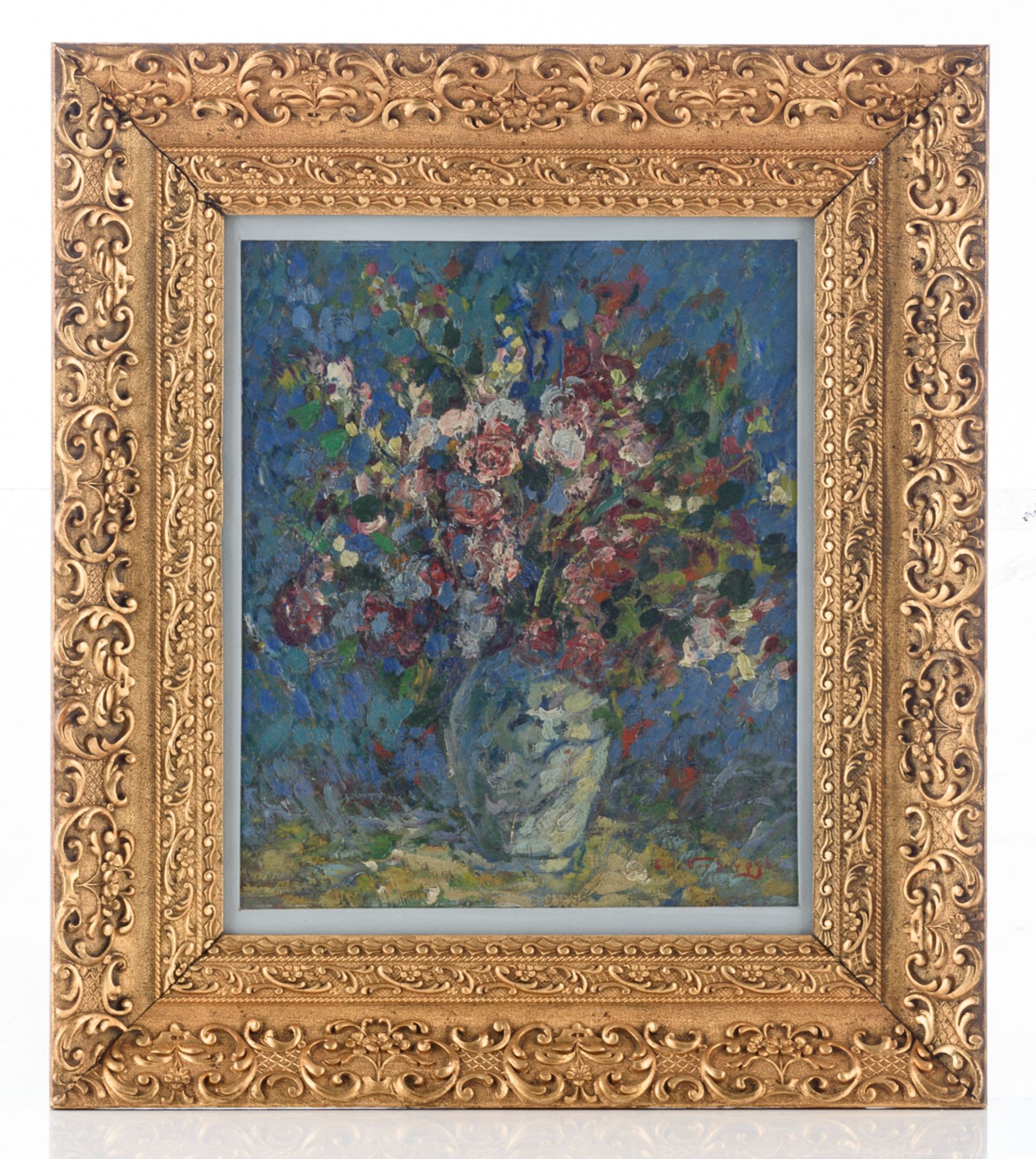 Verbrugghe Ch., a flower still life, oil on panel, 37 x 44 cm Is possibly subject of the SABAM - Bild 2 aus 4