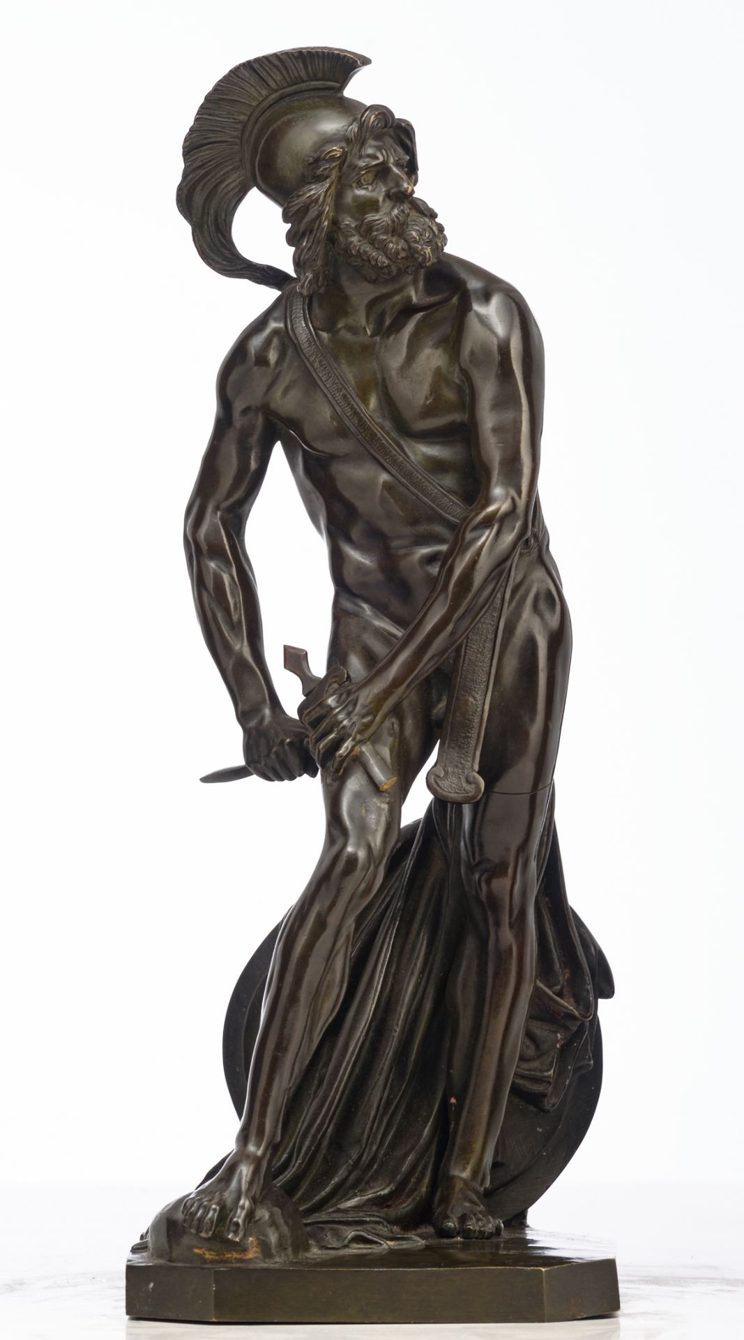 D'Anger D., Philopoemen, green patinated bronze, cast by the 'Société Des Bronzes', H 35 cm - Image 2 of 8