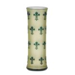 A Val-Saint-Lambert green overlay and cameo glass vase, decorated with 'Fleur-de-lis' design,