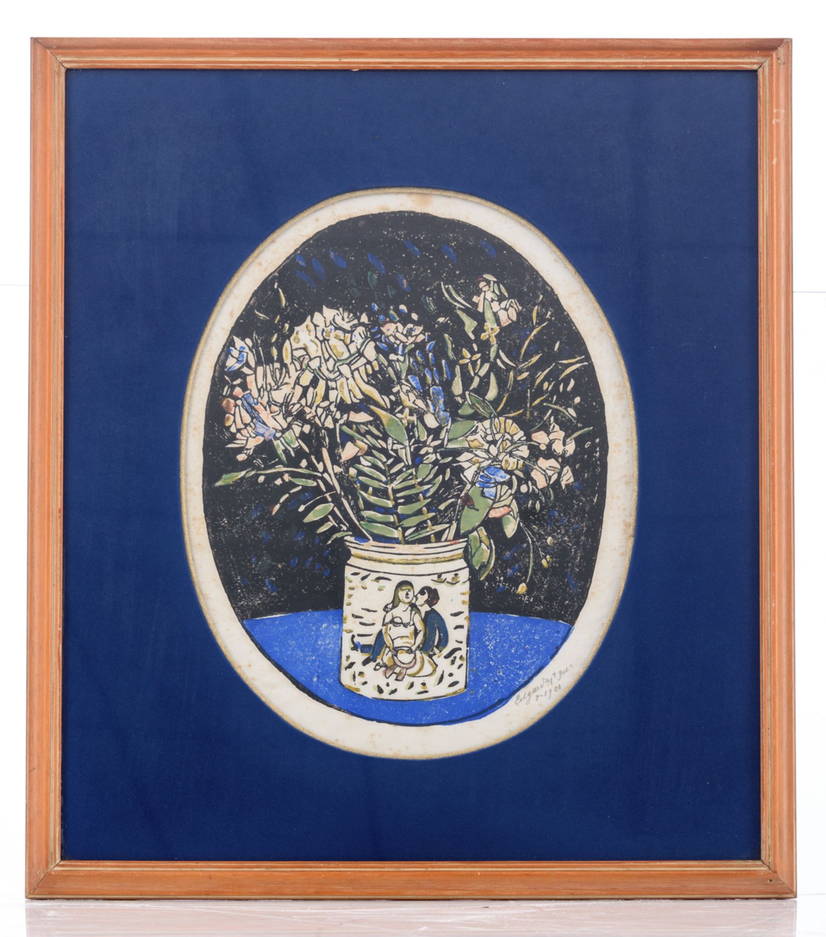 Tytgat E., a flower still life in a medallion, dated 1921, lithograph, 22,5 x 29 cm Is possibly - Bild 2 aus 4