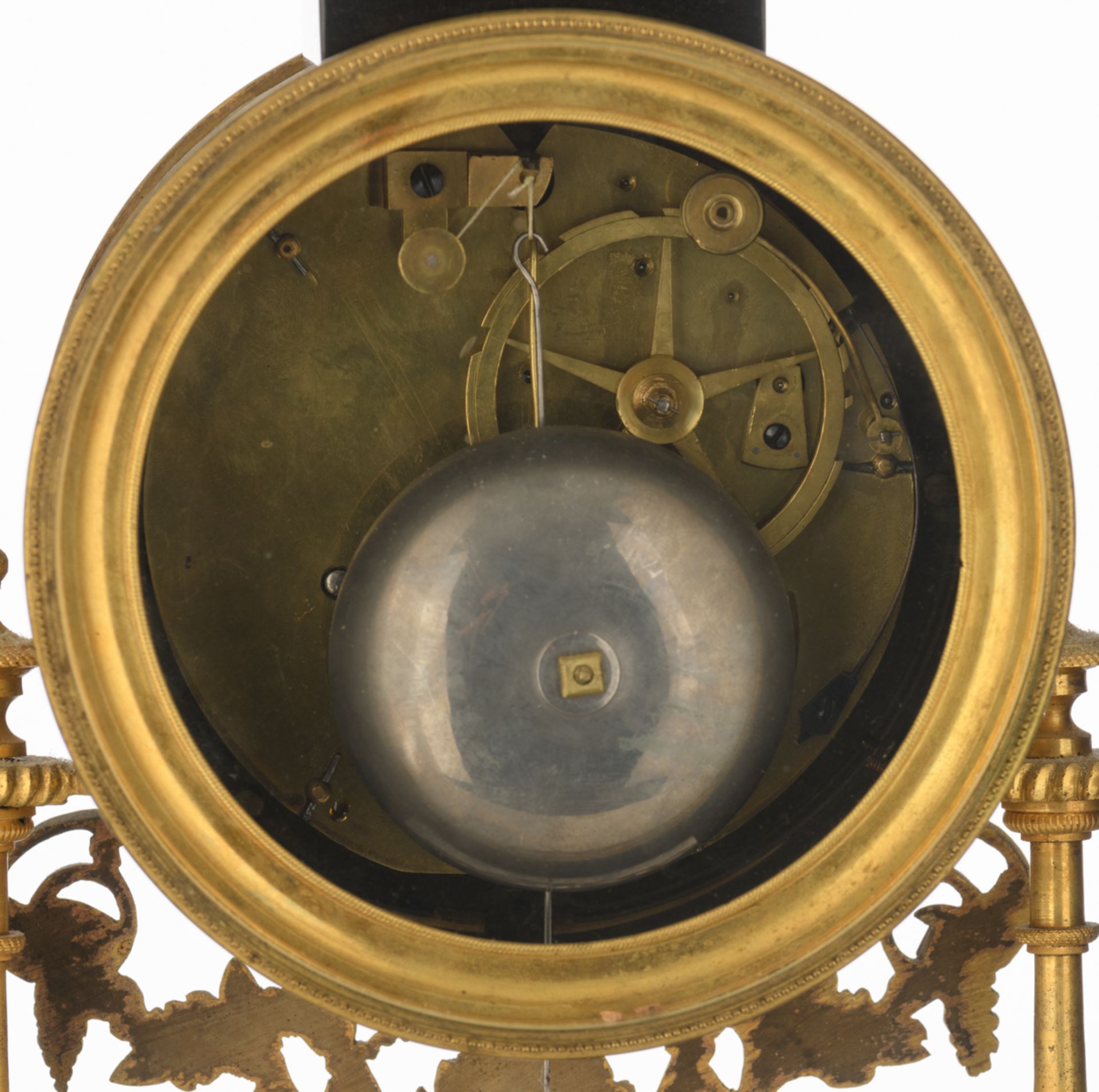 A neoclassical LXVI-period mantle clock, noir Belge marble and gilt brass mounts, (added: a - Image 7 of 7