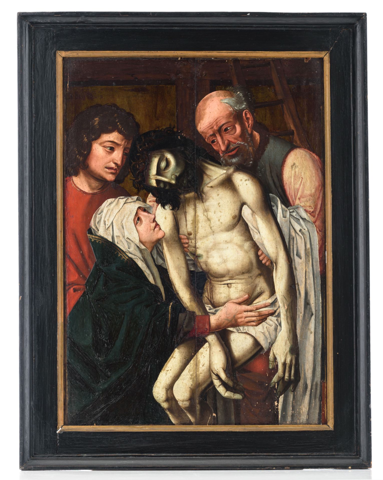 No visible signature, after Rogier van der Weyden 'The Lamentation of Christ', oil on an oak - Bild 2 aus 3