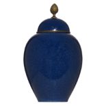 An 18th/19thC Chinese bleu poudré jar, the European cover (with a Sèvres mark and bronze mounts) was