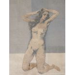 Franz. Meister, Grafik, u.re. sign., weiblicher Akt, Maße: ca. 63 x 48 cm. Rahmen.