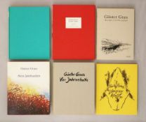 Sechs Bücher Grass: letzte Tänze, Nr. 94/100 mit sign. Grafik; mein Jahrhundert; Dummer August; Vier