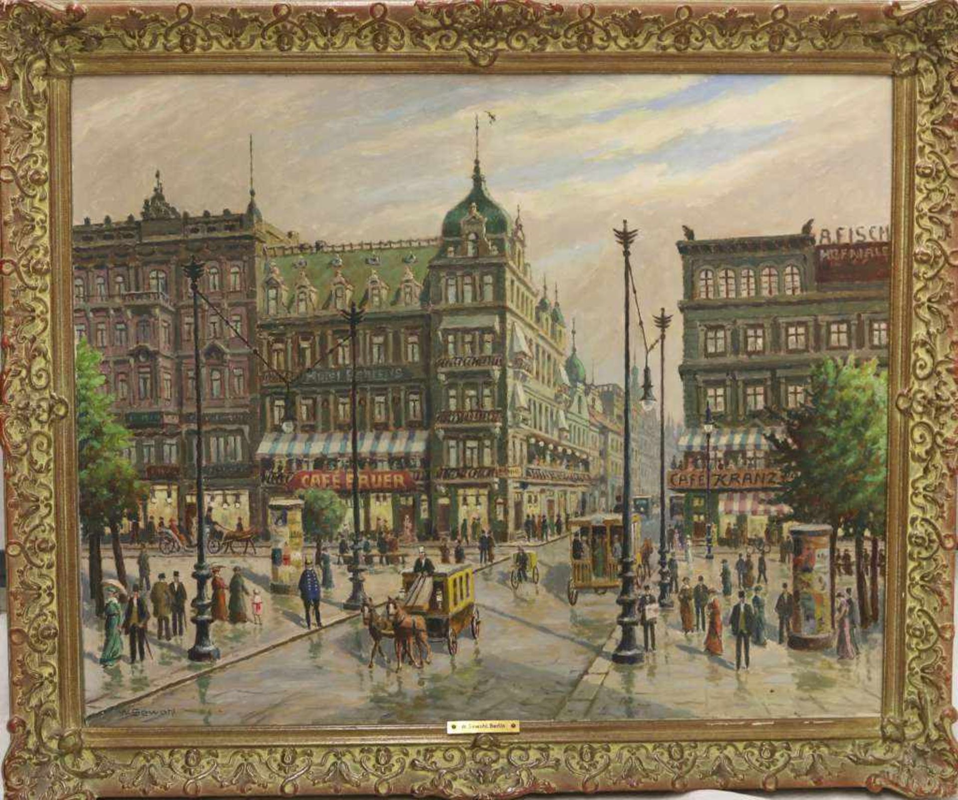 Waldemar SEWOHL (1887-1967), "Unter den Linden", links Cafe Bauer, rechts Cafe Kranzler, Öl auf - Bild 2 aus 2