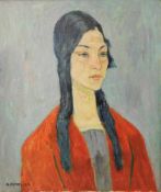 Karl HEMMERLEIN (1896-1970), Portrait einer jungen Frau, Öl auf Leinwand, Maße: 60 x 50 cm, links