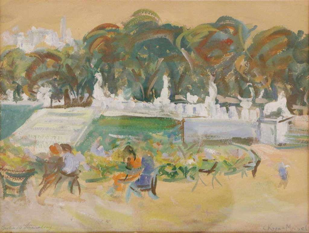Charlotte KRON-MEISEL (1899-?), Gouache, Titelei links "Jardin du Luxembourg", u.re. sign., Maße ca.