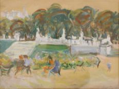 Charlotte KRON-MEISEL (1899-?), Gouache, Titelei links "Jardin du Luxembourg", u.re. sign., Maße ca.