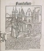 Franckefort, Holzschnitt mit reicher Untertitelung, Inkunabel aus Konrad Botho, Cronecken der Sassen
