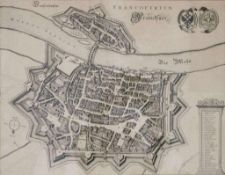 Johann JANSSONIUS (1588 - 1664) van Waesebergs Sohn, Kupferstich, detailreicher Stadtplan von