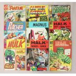 Neun Comic Hefte: Der gewaltige Hulk Nr. 6, Halk Nr. 99, Nr. 35, Nr. 51, MAGNUS Nr. 4, Die Rächer