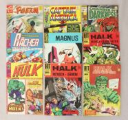 Neun Comic Hefte: Der gewaltige Hulk Nr. 6, Halk Nr. 99, Nr. 35, Nr. 51, MAGNUS Nr. 4, Die Rächer