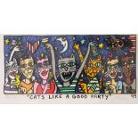 James RIZZI (1950-2011), "CATS LIKE A GOOD PARTY", 1995, 3D-Konstruktion, untertitelt, sign.,