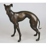 Windhund, Bronzeplastik, 20. Jh., dunkel patiniert, H. 53,5 cm, leichte Alters- und Gebrauchsspuren,