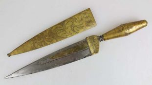Messer, Spanien, 20. Jh., Rückenklinge mit Eisenschnitt, partiell goldtauschiert, verzierter