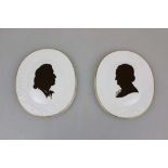 Meissen, 2 Porzellan Platten mit Silhouettenbildern in Schattenrissmanier von Friedrich von Schiller