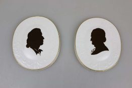 Meissen, 2 Porzellan Platten mit Silhouettenbildern in Schattenrissmanier von Friedrich von Schiller