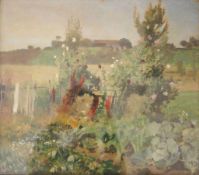 Emil LUGO (1840-1902), Öl auf Leinwand, verso handschriftlich Künstlernennung, bäuerlicher Garten