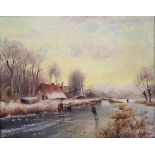 Jan Van HESSEL (1894-XX), Öl auf Holz, li. u. sign J. Hessel, winterliche Landschaft mit