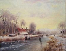 Jan Van HESSEL (1894-XX), Öl auf Holz, li. u. sign J. Hessel, winterliche Landschaft mit