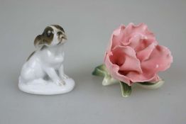 Zwei Teile Porzellan, Bulldogge-Welpe, Rosenthal 30er Jahre, Marke Selb-Bavaria H.: ca. 5,5 cm und