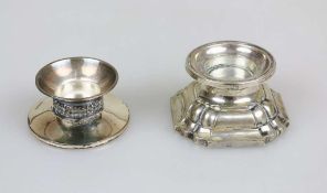 Paar Kerzenständer, 835er und 925er Silber, am Stand gefüllt, vers. Formen u. Herkunft, H.: 5 cm