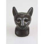 Katzenkopf, Metall, Replika einer ägyptischen Statuette, H. 11,5 cm