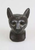 Katzenkopf, Metall, Replika einer ägyptischen Statuette, H. 11,5 cm