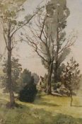 Henri HARPIGNIES (1819-1916), Aquarell, u.li. sign., mittig betitelt, re. dat. aout 1903 "Park