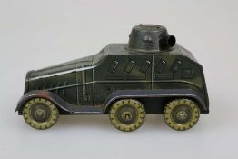 Arnold A 572 Panzerwagen mit Drehturm und Uhrwerkantrieb, lithographiertes Blech, Made in Germany