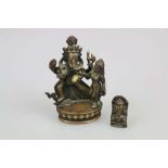 Zwei Gottheiten, je Figur des Ganesha, Indien, Metallguss, H. ca. 14 cm.