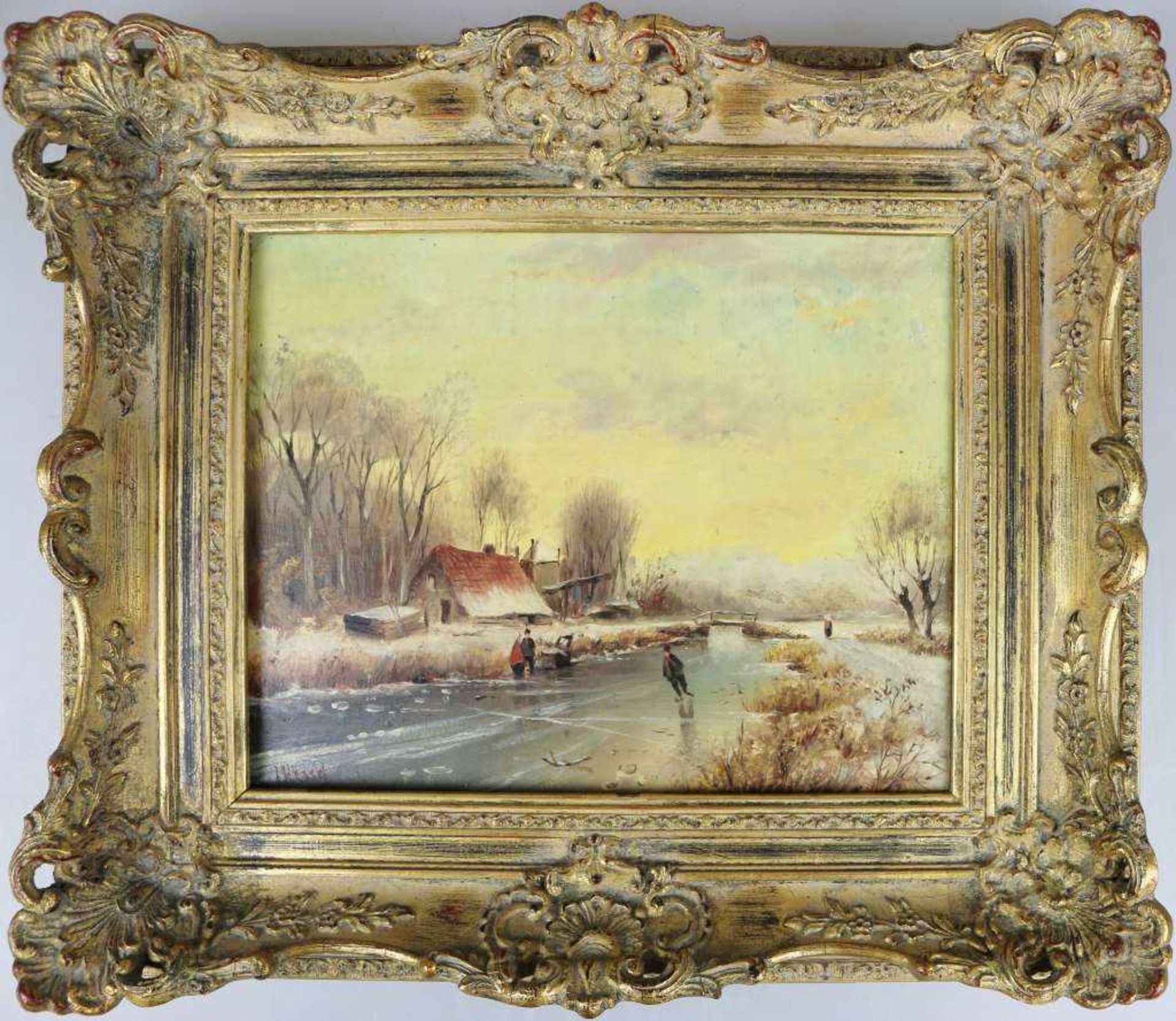 Jan Van HESSEL (1894-XX), Öl auf Holz, li. u. sign J. Hessel, winterliche Landschaft mit - Bild 2 aus 4