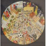 James RIZZI (1950-2011), Tondo, Offset auf Kartonage aufgezogen, unbetitelt, unsigniert, Sport-