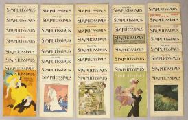 Div. Hefte Simplicissimus. Illustrierte Wochenschrift, u.a. Hefte von 1907, 1905, 1908, dazu