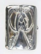 Zigarrettenetui, Jugendstil, 800er Silber, gestempelt, Lutz & Weiss, Pforzheim, H. ca. 8,5 cm,