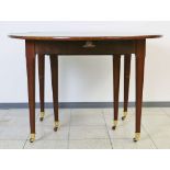 Drop-Leaf Dining Table, Acajou Mahagony, Ende 18. Jh./ Directoire, rundes Tischblatt auf sechs