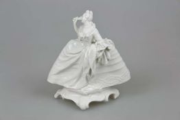Porzellanfigur Nymphenburg, Dame mit Fächer, Weißporzellan, Modell von Franz Anton Bustelli, am