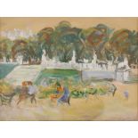 Charlotte KRON-MEISEL (1899-?), Gouache, Titelei links "Jardin du Luxembourg", u.re. sign., Maße: