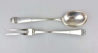 Vorlegebesteck, Wilkens, zwei Teile, 800er Silber, 1. V. 20. Jh., Art Deco Stil, L.: ca. 27 cm,